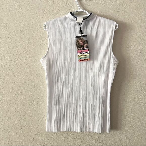 NWT Jamie Sadock 1/4 Zip Sugar White Golf Tennis Top Sleeveless Size L - Picture 3 of 6